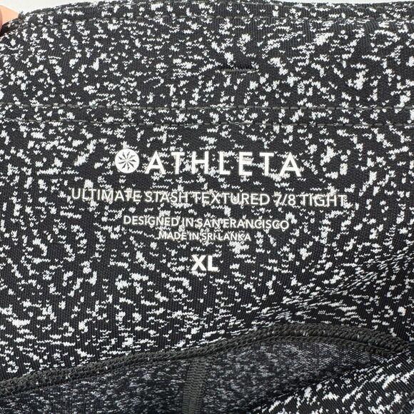 ATHLETA Black White Ultimate Stash Textured Storm 7/8 Crop Tight Size XL - Picture 7 of 8